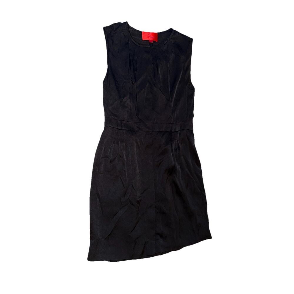 Zac Posen Z Spoke Silk Career Dress 10 Black Sleeveless Button Up Short Sheath